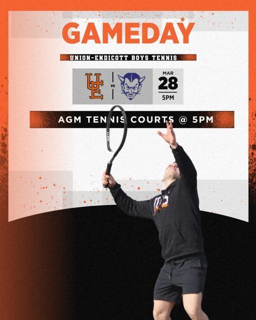 gameday, union endicott boys tennis at agm tennis courts at 5pm