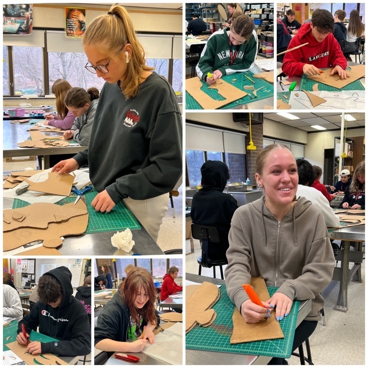 Students working hard on their abstract Picasso sculptures.