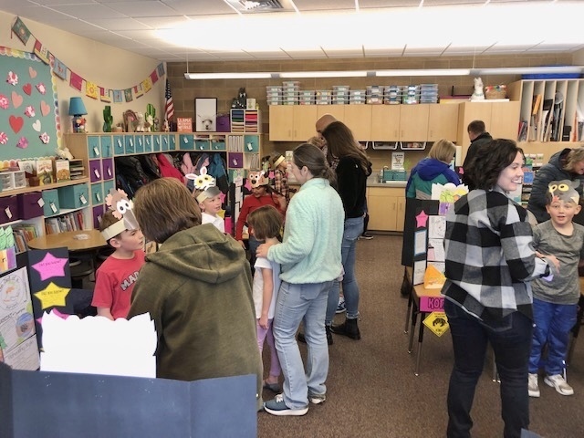Parents and students at wax museum