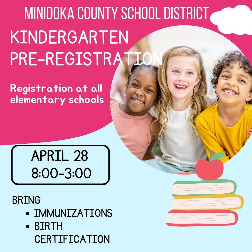 KINDERGARTEN PRE-REGISTRATIO Registration at all elementary schools APRIL 28 8:00-3:00 BRING • IMMUNIZATIONS • BIRTH CERTIFICATION