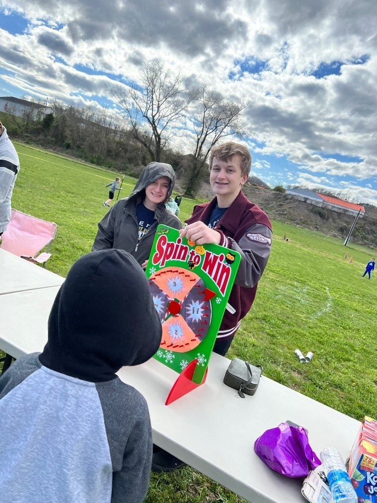 BETA students performing community service at Booneville's EGG-CELLENT celebration event. 