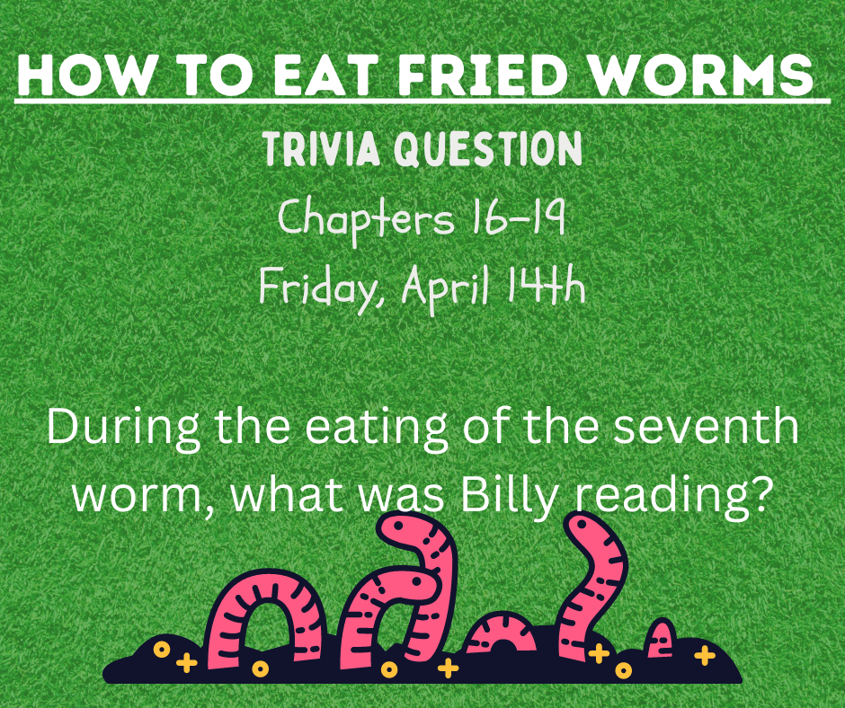 Today's trivia question! Be sure to answer on your answer form and to turn in the completed form on Friday afternoon or Monday morning!