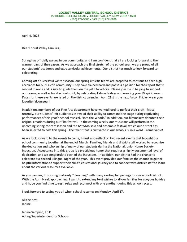 A message heading into spring break 2023.