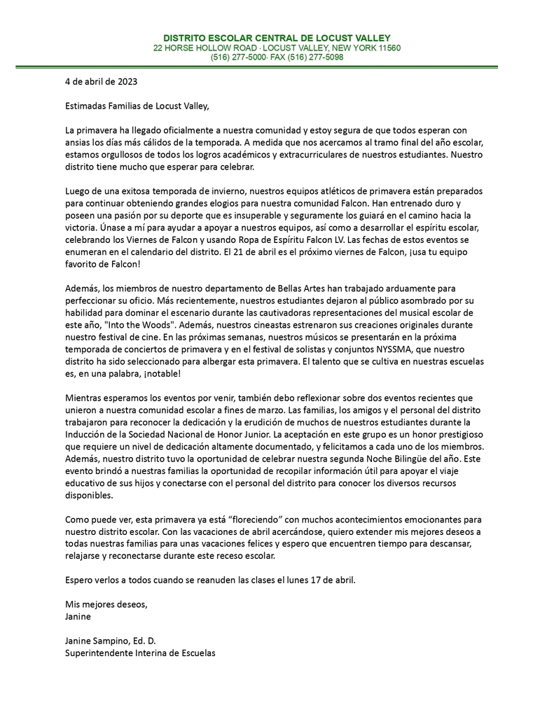 A message heading into spring break 2023.