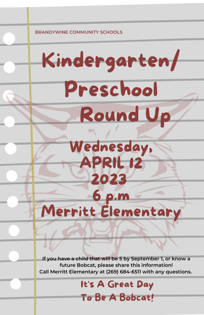 Kindergarten preschool roundup wednesday april 12 2023 6PM Merritt Elementary