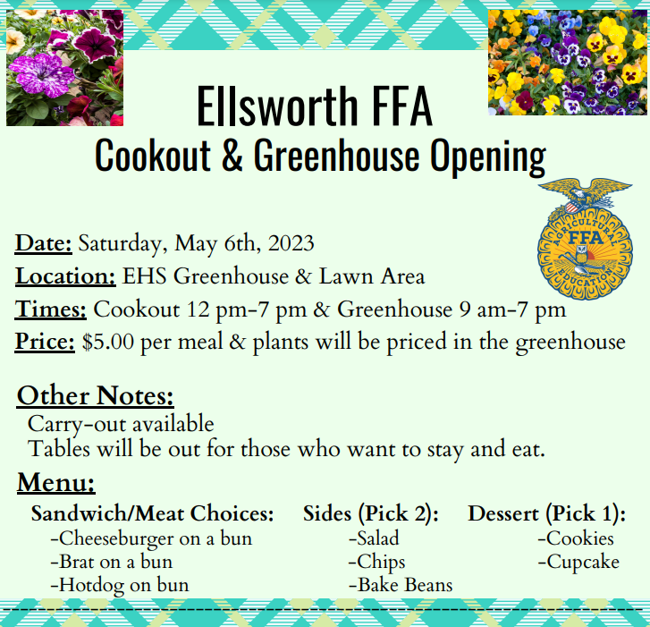 Please mark your calendars for a day of good food and greenhouse plant shopping!