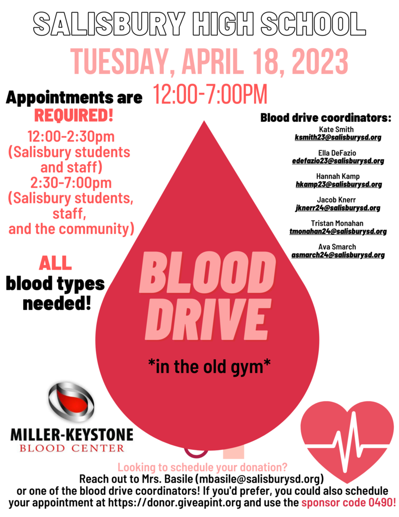 Blood drive on 4/18/23 from 12 - 7 pm