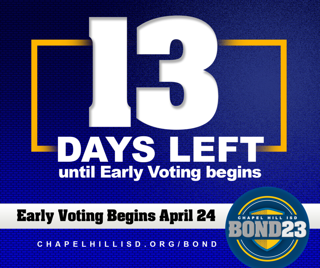 Are you ready to cast your vote? Early voting starts in just 13 days.  🗳️Voting Information: https://www.chapelhillisd.org/vote