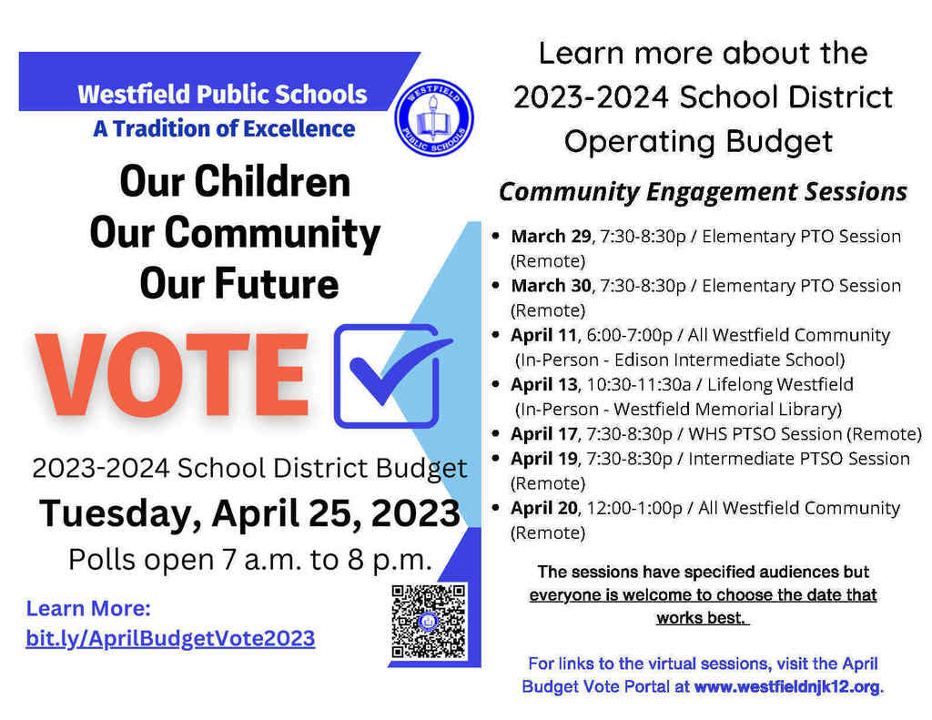 Graphic noting Budget Vote and community engagement session dates