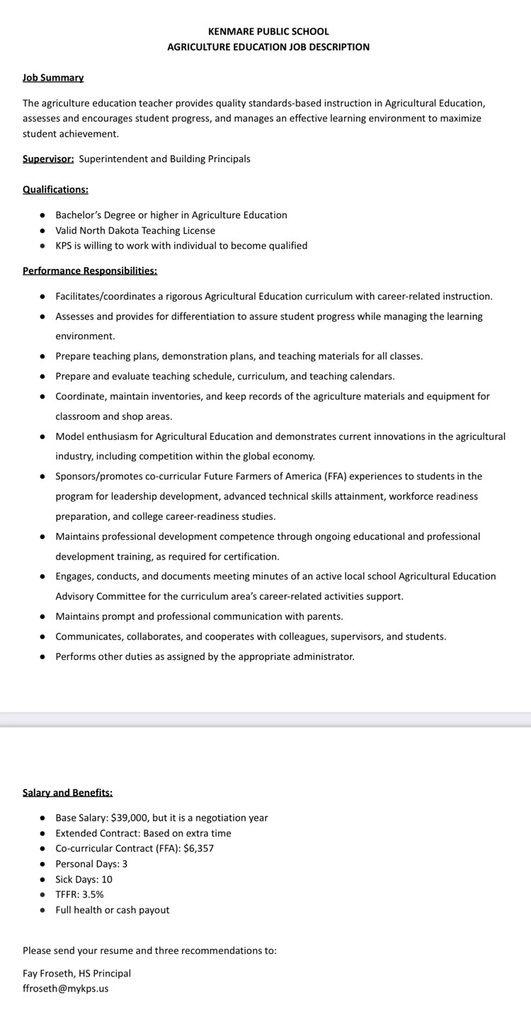 Ag Ed Job Description