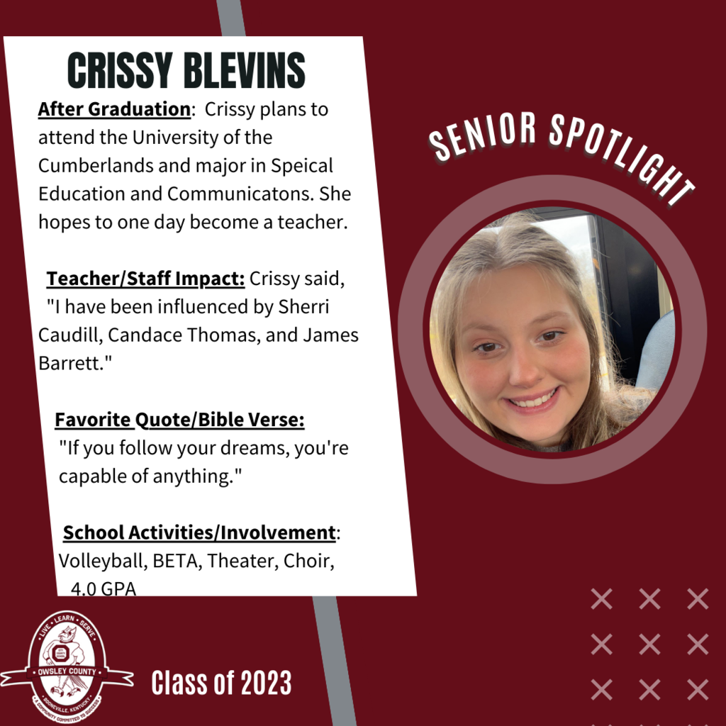 Senior Spotlight-Crissy Blevins