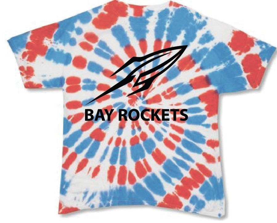 Bay Rockts Association merch tie dye tee