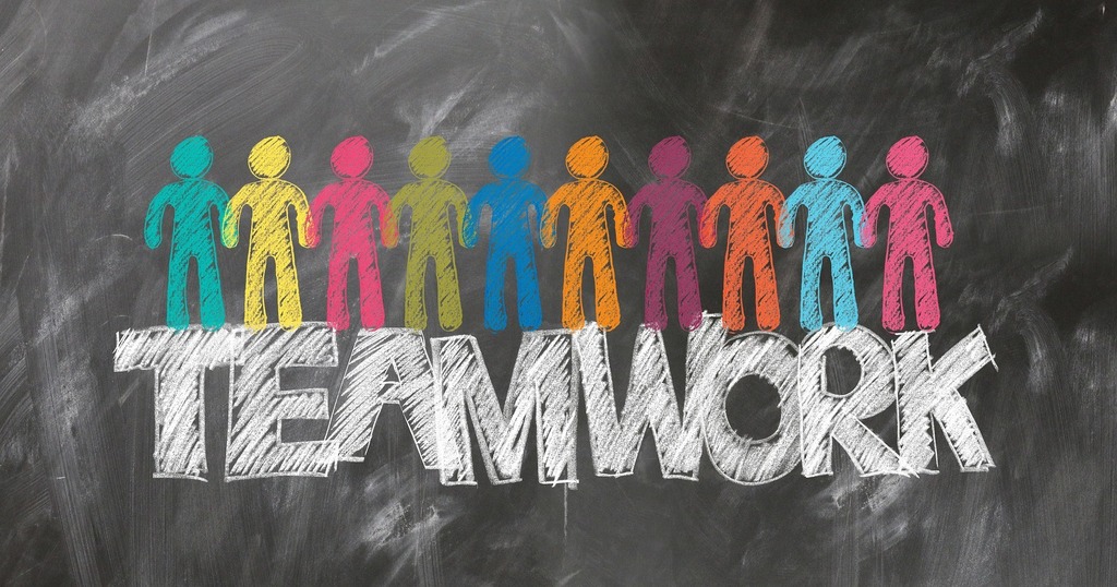 Chalkboard with the word teamwork written on it