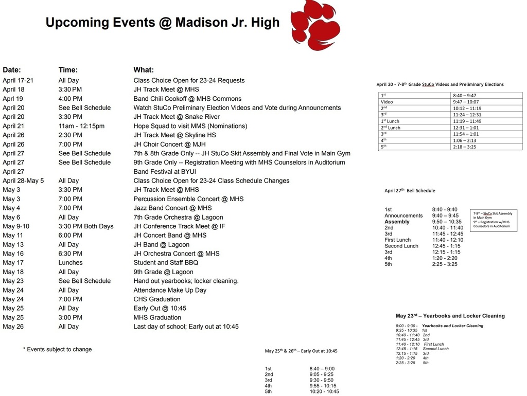 Upcoming events
