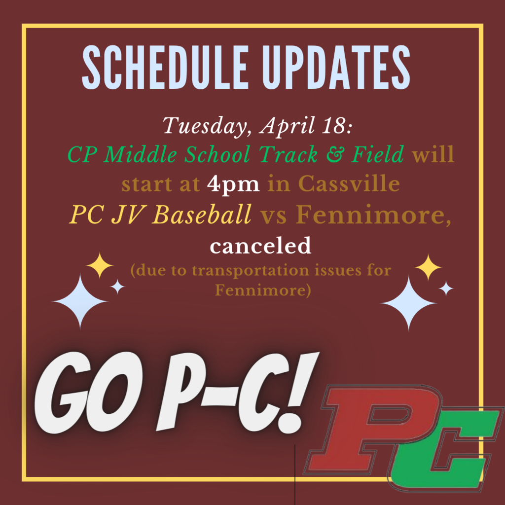 Schedule Updates 4/18