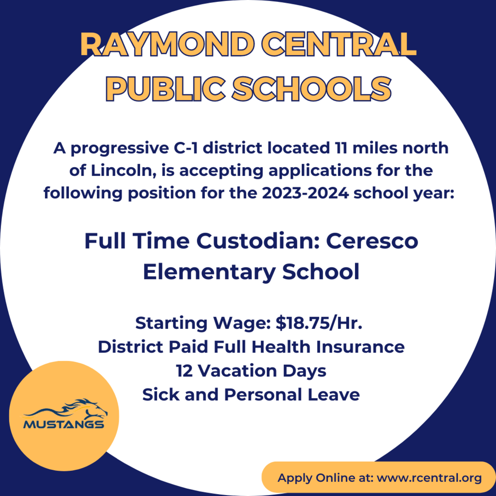 now hiring: ceresco custodian