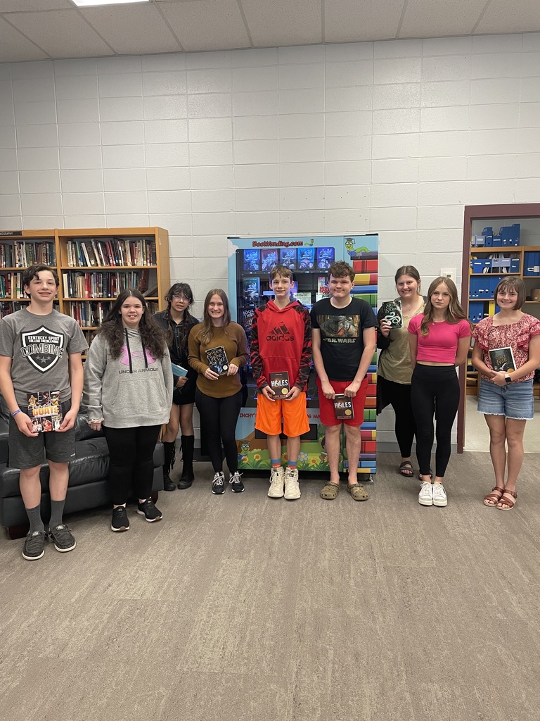 OCMHS Students of the Month and the Accelerated Reader 25-Point Club earn tokens to purchase their own books. Students of the Month pictured: Crissy Blevins-12th Grade, Presley Mason-11th Grade, Laninah Mayes-7th Grade, and Christian Hahaj-6th Grade. AR 25-Point Club pictured: Estrella Perez, Eli Bishop, Matthew Darling, Michael Darling, Paisley Hill, Rory Mason, and Delaney Smith. Not pictured is Daniel Caudell. Congratulations to our students!