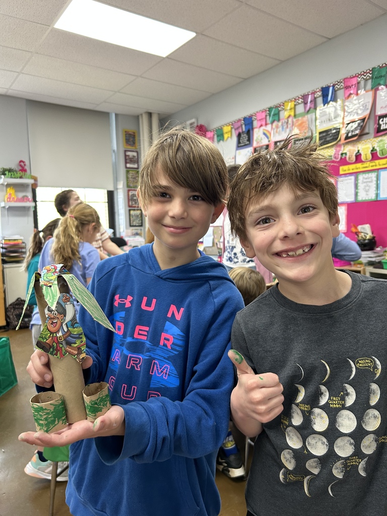 Tow boys show their upcycling project