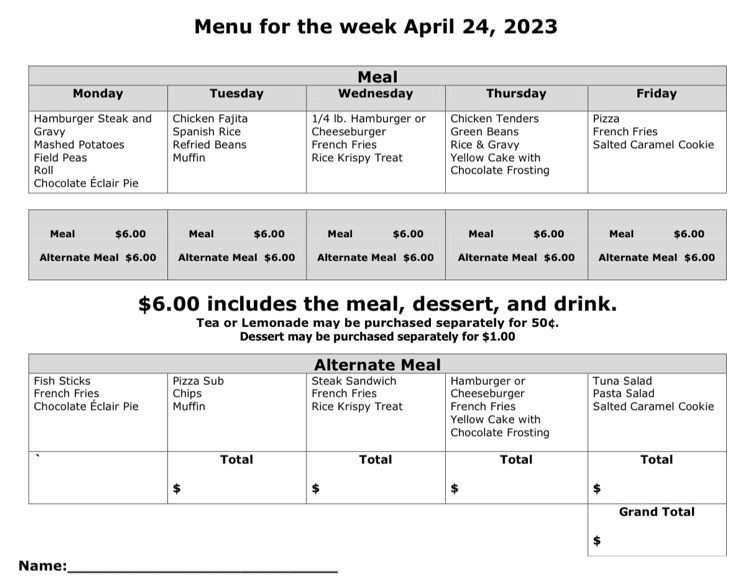 menu
