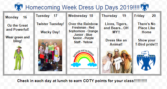 Homecoming Week Dress Up Days 2019!