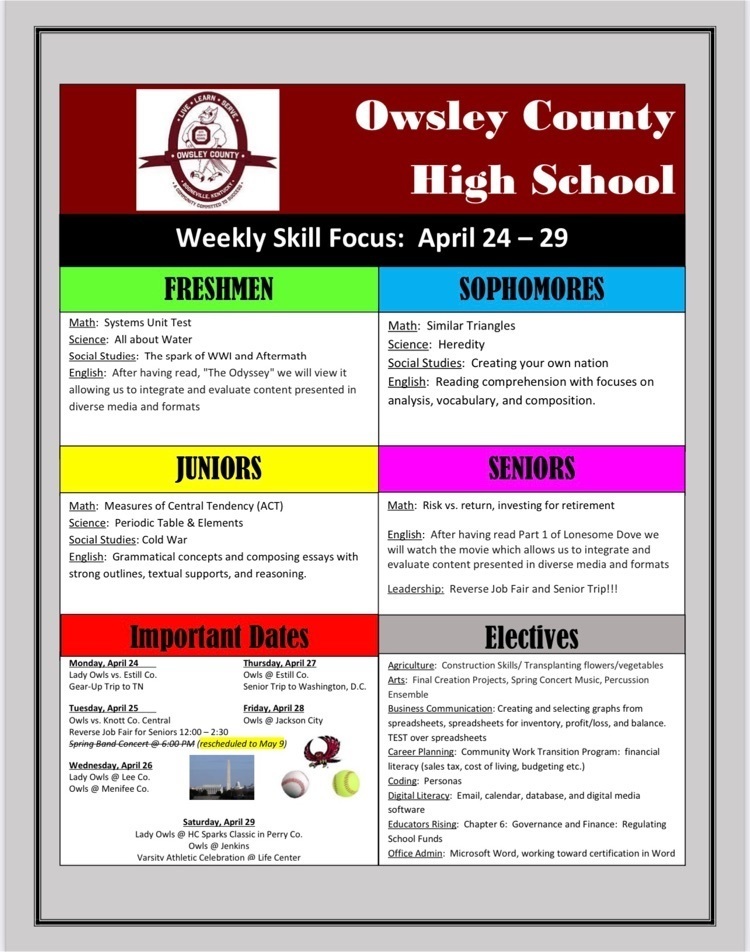 OCHS Weekly Skill Focus