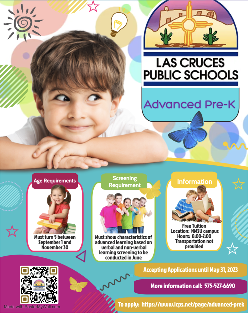 Las Cruces Public Schools is accepting applications for advanced Pre-K