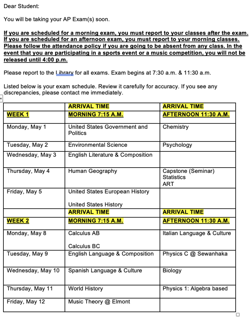 AP Schedule