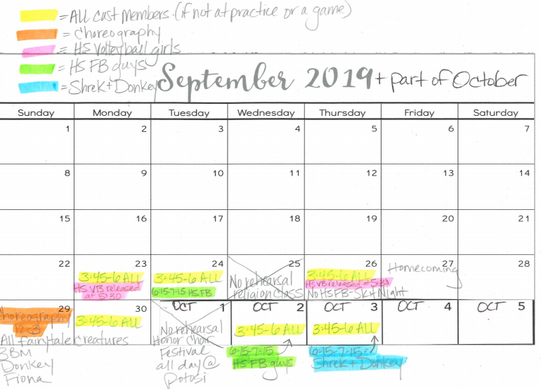 Musical Practice Schedule