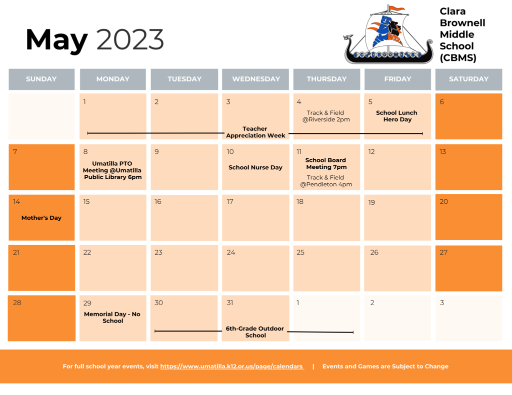 CBMS May Calendar