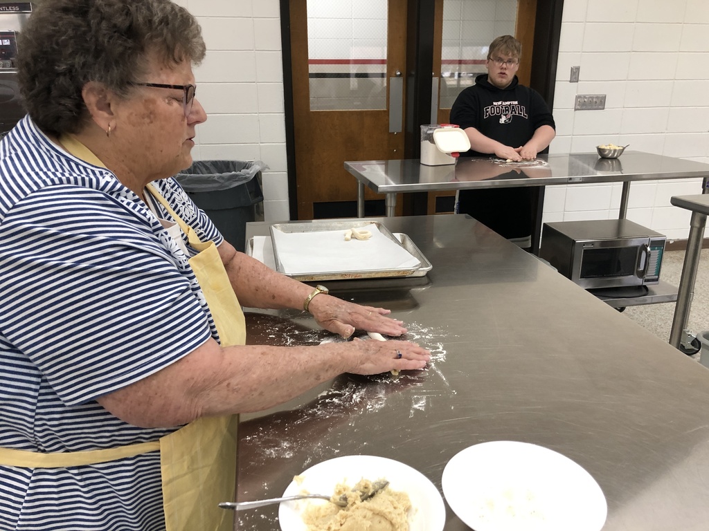 Baking II Class is currently doing "Baking Around the World." Marge Strum was Baking II's guest speaker / chef making Kringla (a Norwegian cookie). Here are some pictures from day two of rolling out and baking the cookies. Some students got really good at this and rolled out "one-handed".