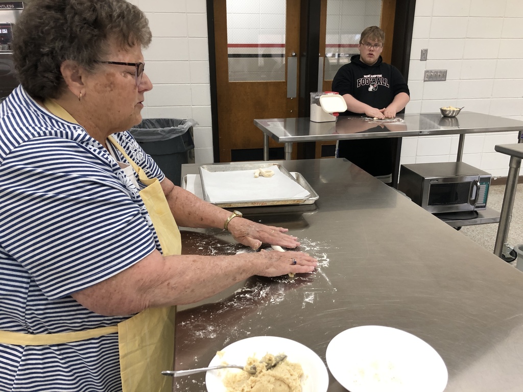 Baking II Class is currently doing "Baking Around the World." Marge Strum was Baking II's guest speaker / chef making Kringla (a Norwegian cookie). Here are some pictures from day two of rolling out and baking the cookies. Some students got really good at this and rolled out "one-handed". 