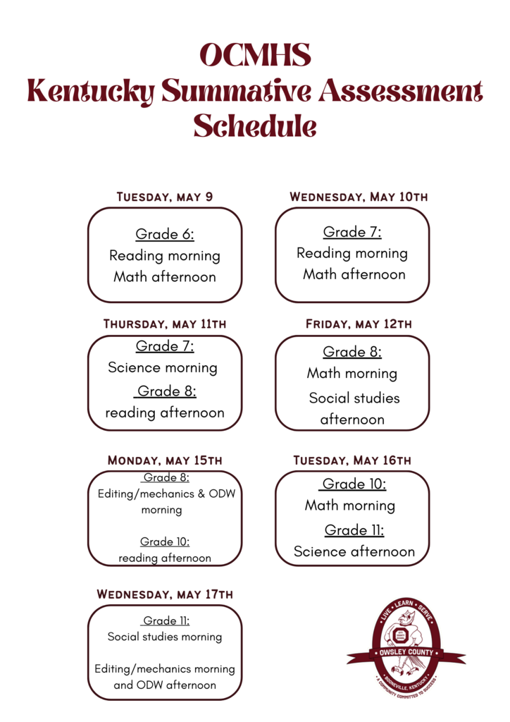 KSA begins next week for OCMHS!