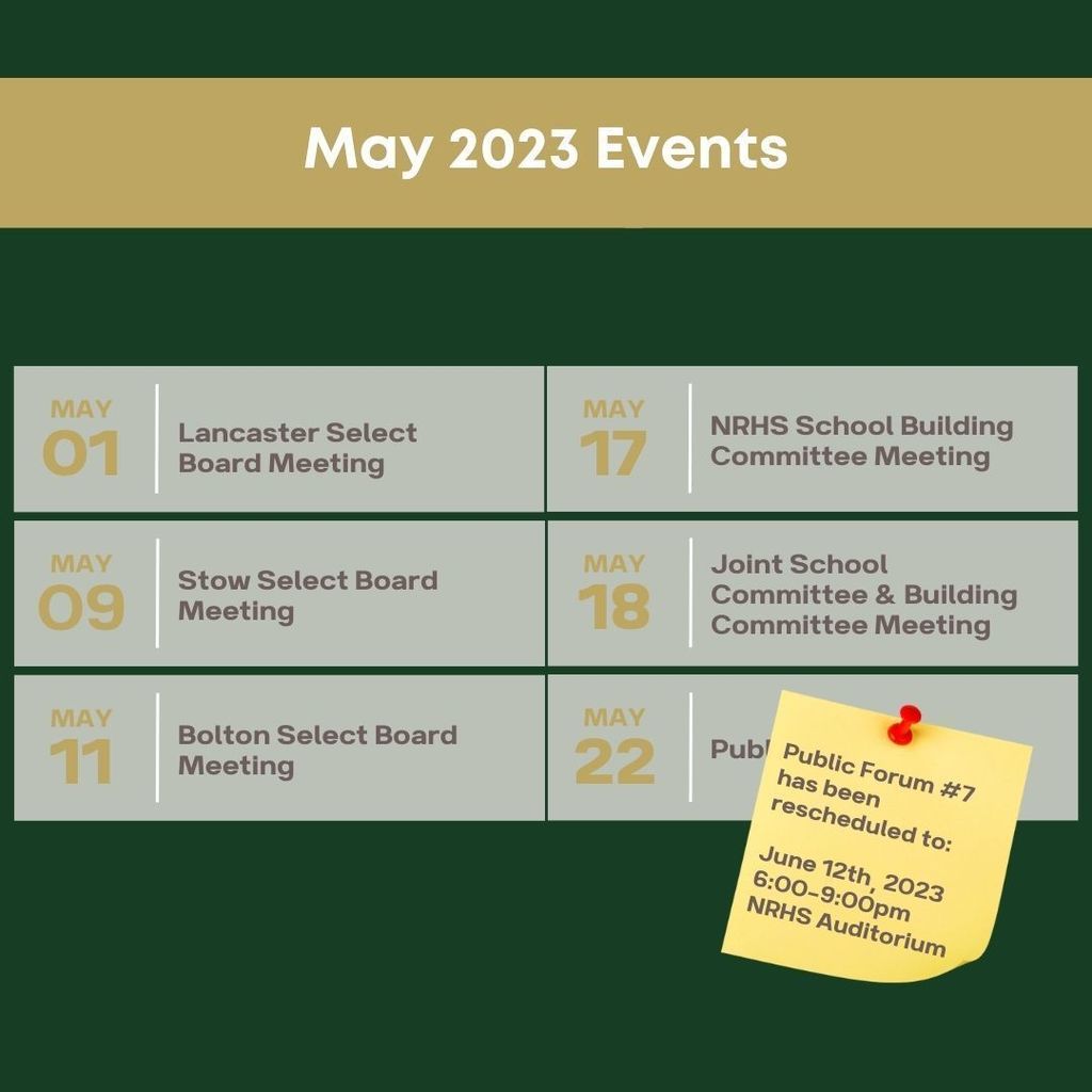 May NRHS Building Project Important Dates