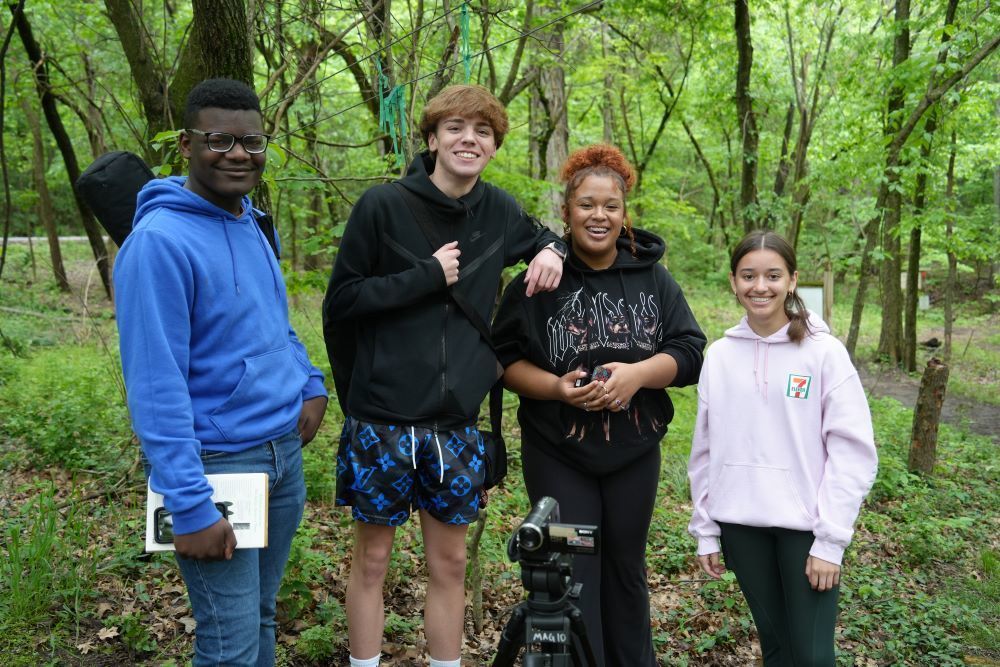 FHS Film Class at the Kessler Mountain Reserve capturing footage for mini-documentaries about Arkansas trees. 