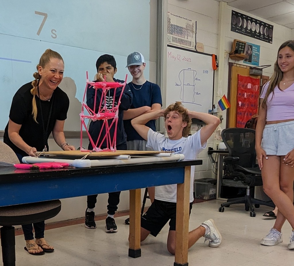 WHS Earth Science students and teacher react with amazement during a simulated earthquake lesson