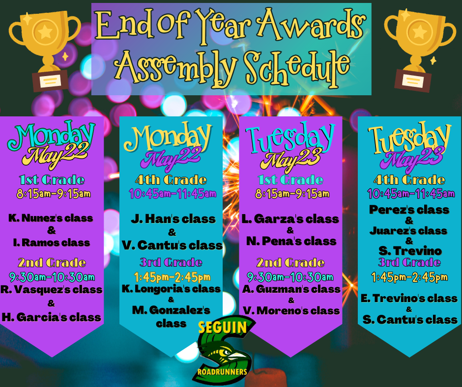 End of Year Awards Schedule