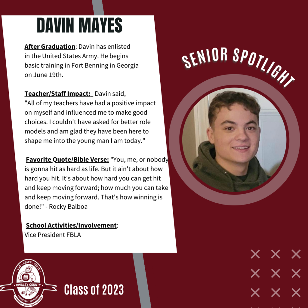 Senior Spotlight-Davin Mayes
