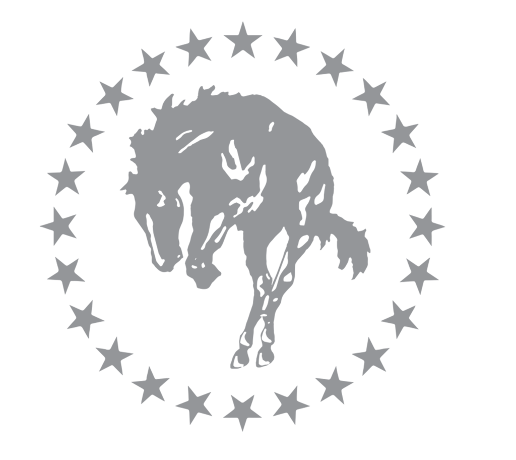 Grey Bronc logo surrounded by stars