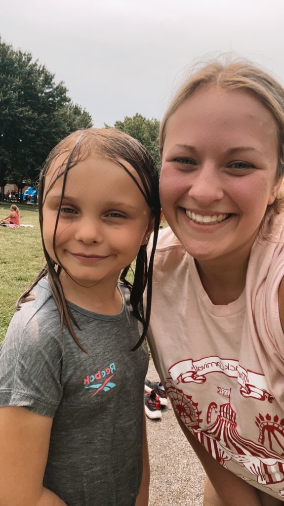 little girl with teacher