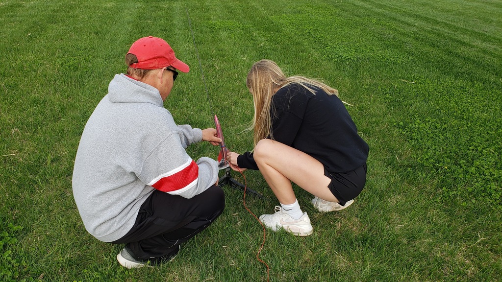 8th graders enjoyed a nice day outside launching their rockets they built in Mrs. Rodgers class.