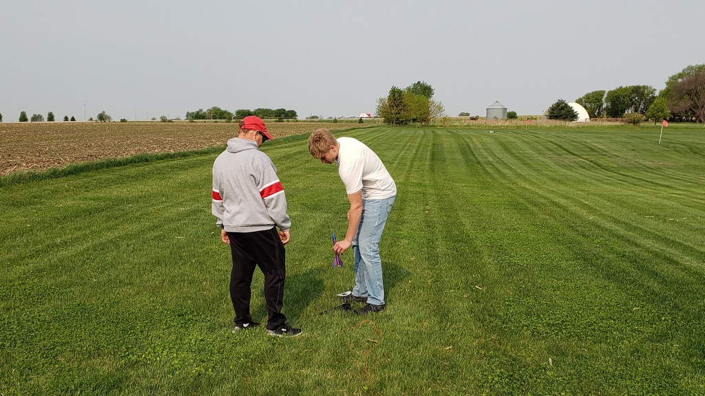 8th graders enjoyed a nice day outside launching their rockets they built in Mrs. Rodgers class.