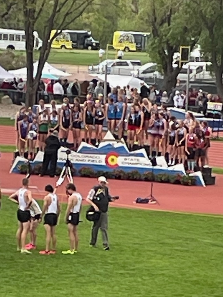 on the podium