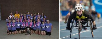 Girls track team and Jayden Stafford