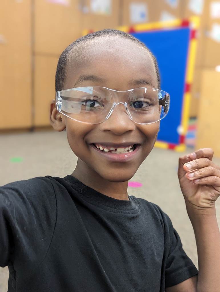 Student wearing science goggles
