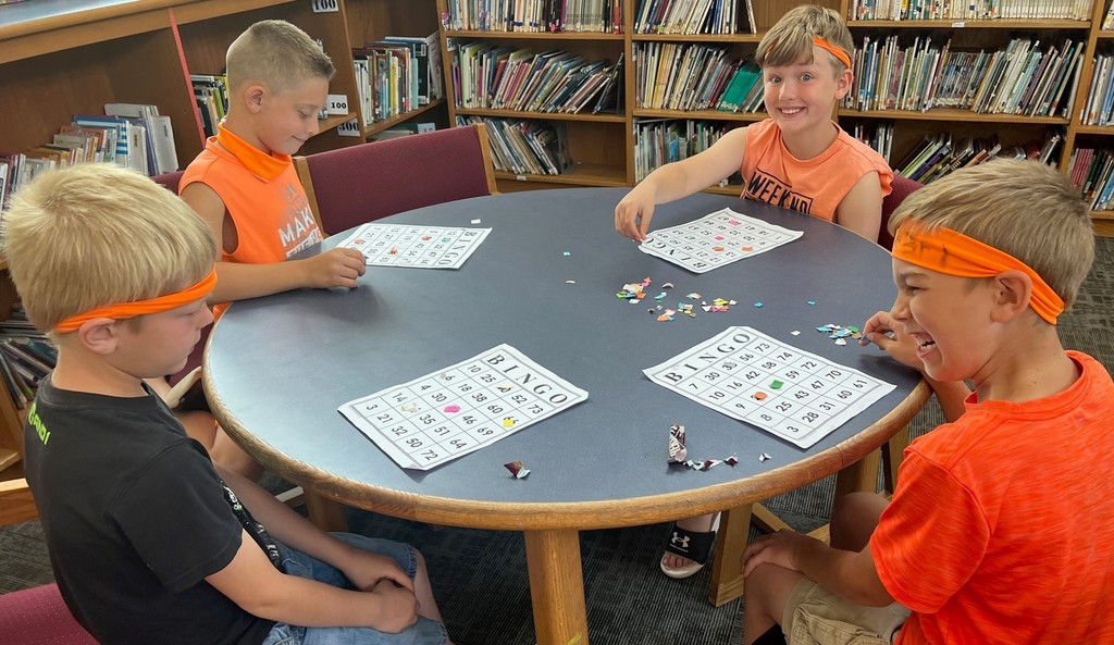 3rd graders play bingo in Mrs. Reidy's class