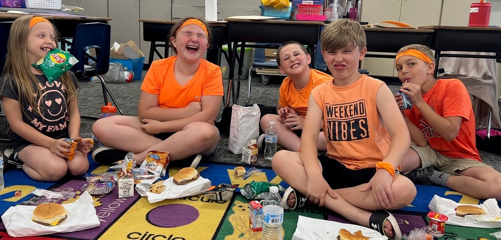 3rd graders laugh it up during lunch at BIS