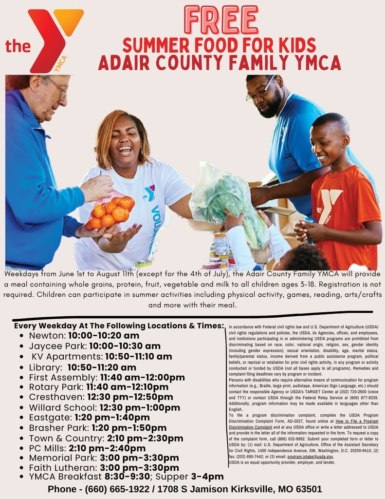 YMCA Summer Food Program Flier