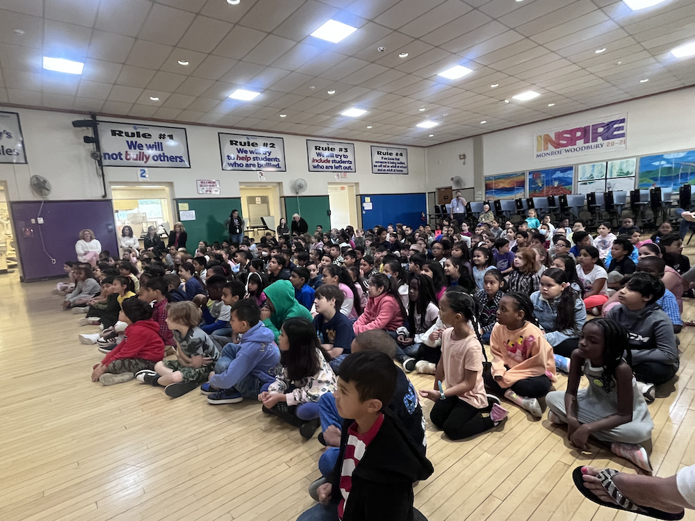 students at puppet show