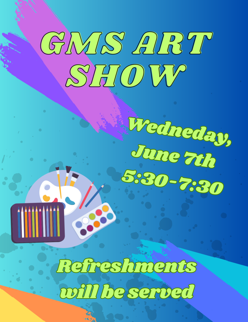 Art show flyer, June 7th, 5:30-7:30, refreshments to be served