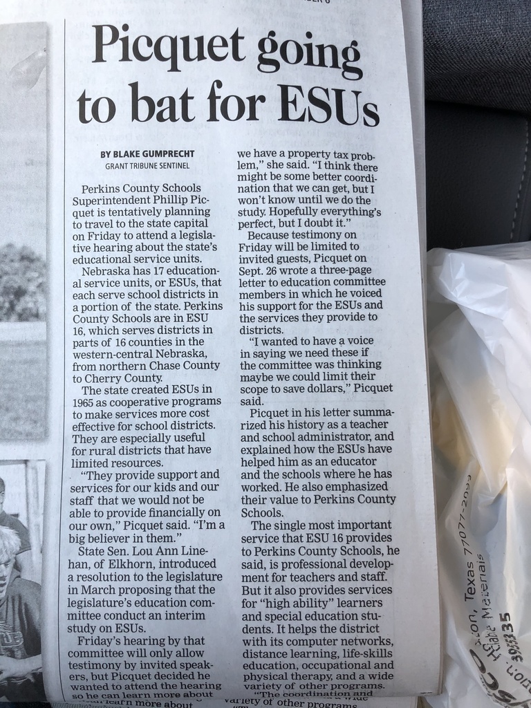 News Article from Perkins Co. Newspaper